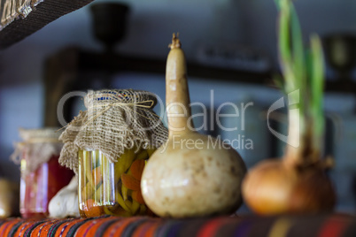 Old jar of chili peppers