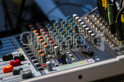 Old audio sound mixer control panel