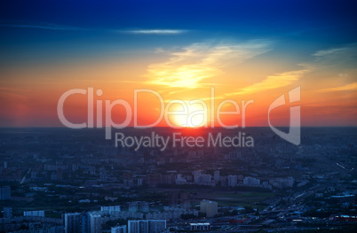 Moscow sunset from the top of tv tower background