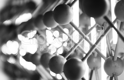 Horizontal black and white abstract motion blur spheres backgrou