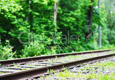 Diagonal old railroad track landscape background