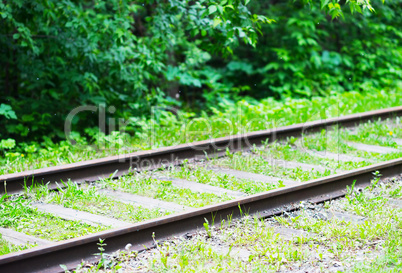 Diagonal old railroad track landscape background
