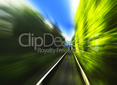 Man on railway motion blur background