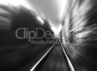 Black and white man on railway motion blur background