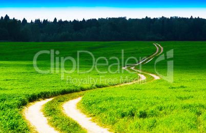 Horizontal winding country road landscape background