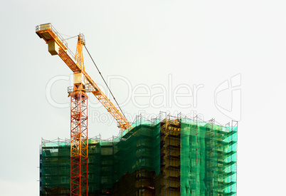 Construction crane building city house background