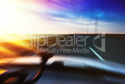 Inside racing car motion blur abstract background