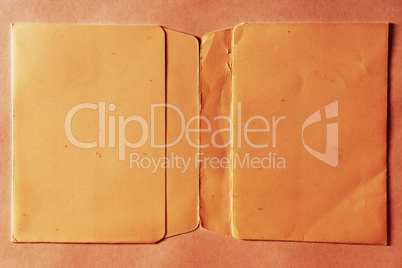 Horizontal vintage double page orange empty floppy case backgrou
