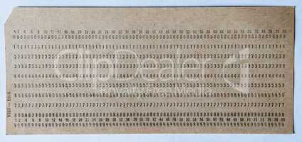 Horizontal vintage punched card background