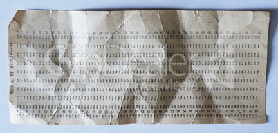 Horizontal crumpled punched card background