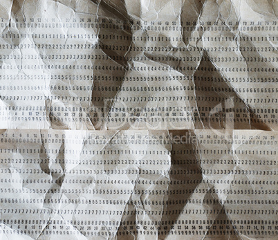 Horizontal crumpled punched cards background
