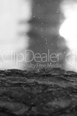 Virtical crust ground with falling ash snow bokeh background
