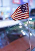 Vertical vivid USA flag bokeh background