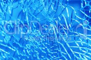 Horizontal broken blue ice glass textured background