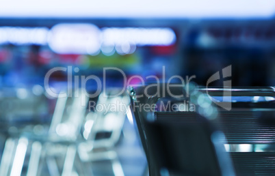 Horizontal empty cafe right aligned chair cold bokeh background