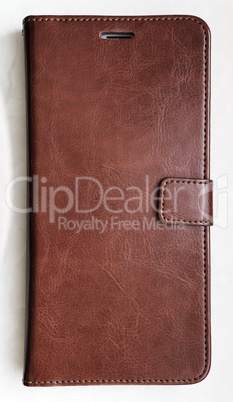 Vertical leather smartphone case textured background