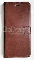 Vertical leather smartphone case textured background