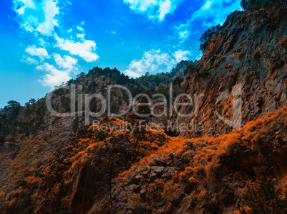 Horizontal vivid orange rusty mountains landscape background bac