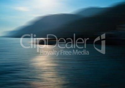 Horizontal vivid ocean mountains motion abstraction background b