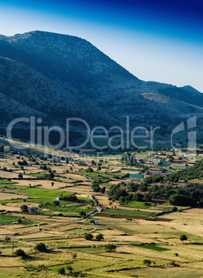 Vertical vivid mountain village background backdrop