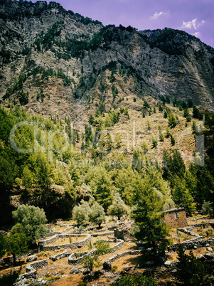 Ancient vertical mountain village landscape