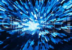 Horizontal vivid blue cube pixel explosion business background a