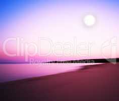 Horizontal dramatic sunset on lake with abstract moon background