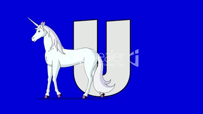 Letter U and  Unicorn (foreground)