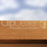 Wooden tabletop with blurred background