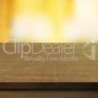 Wooden tabletop with blurred background