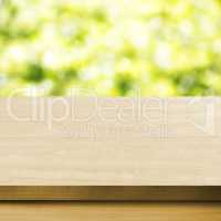 Wooden tabletop with blurred background