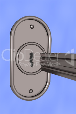 Key with lock cylinder, 3d illustration