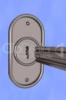 Key with lock cylinder, 3d illustration