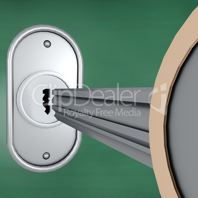 Key with lock cylinder, 3d illustration