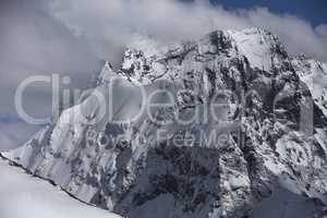 Snow-covered mountain tops. Russia, Caucasus.