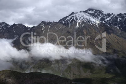 Clouds Flying Between Mountains Russia, Caucasus.