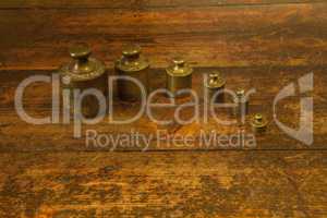 Different vintage brass weights unit