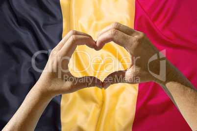 Hands heart symbol, Belgium flag