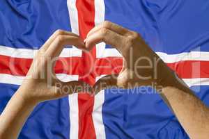 Hands heart symbol, Iceland flag
