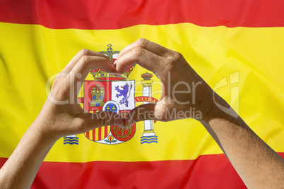 Hands heart symbol, Spain flag