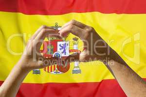 Hands heart symbol, Spain flag