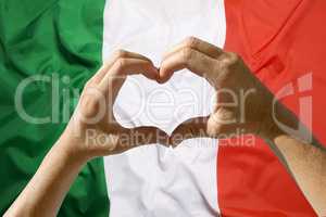 Hands heart symbol, Italy flag