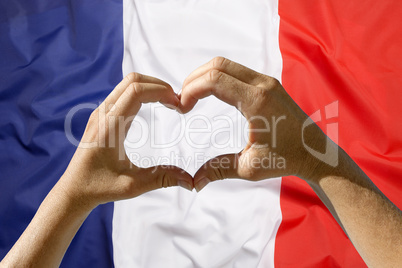 Hands heart symbol, France flag