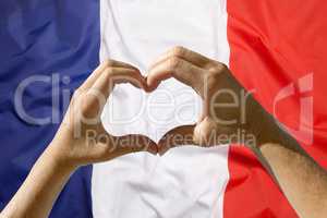 Hands heart symbol, France flag