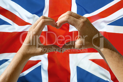Hands heart symbol, UK flag
