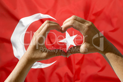 Hands heart symbol, Turkey flag