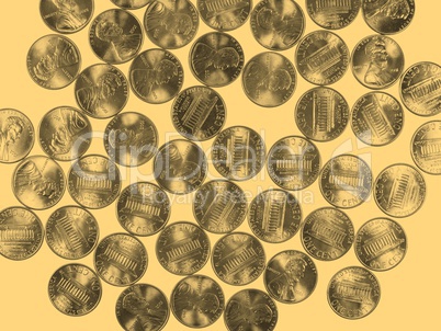 Dollar coins 1 cent wheat penny cent - vintage