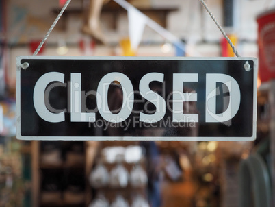 Closed sign on a shop window