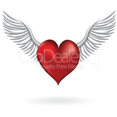 Red heart with wing love symbol