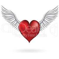 Red heart with wing love symbol